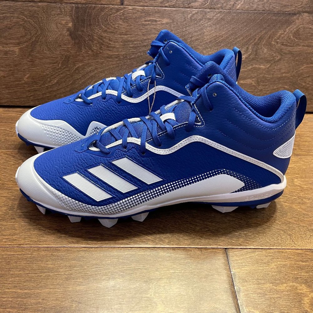 NEW Adidas Icon 6 Ironskin Mid MD Baseball Cleats Royal/White FX4115 Men's Sz 12